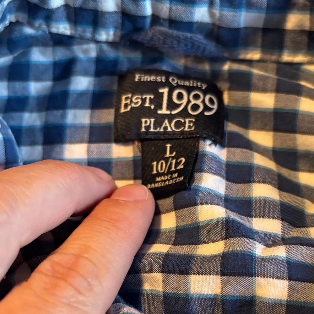 The Children’s Place Blue and White Plaid Shirt